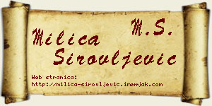 Milica Sirovljević vizit kartica
